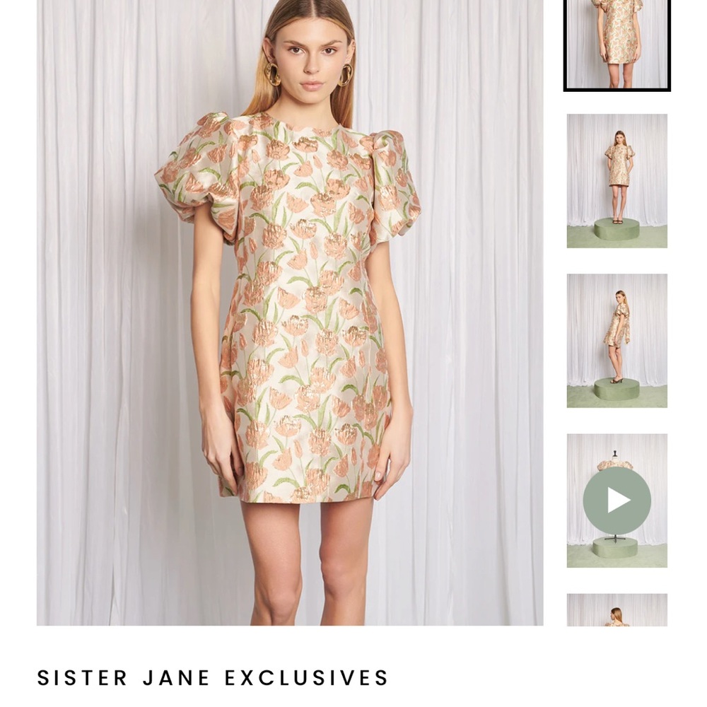 Sister Jane Peach and Cream Puff Sleeve Dress